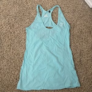 turquoise gym shark razorback tanktop